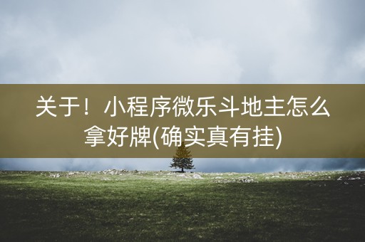 关于！小程序微乐斗地主怎么拿好牌(确实真有挂)