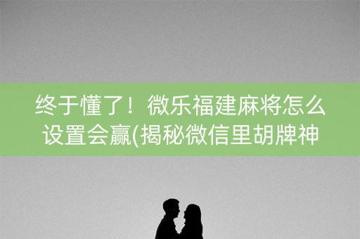 终于懂了！微乐福建麻将怎么设置会赢(揭秘微信里胡牌神器)