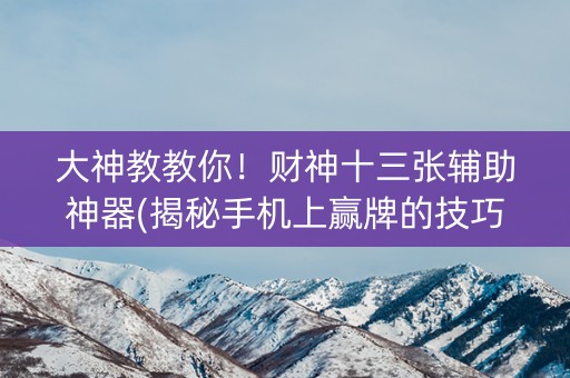 大神教教你！财神十三张辅助神器(揭秘手机上赢牌的技巧)