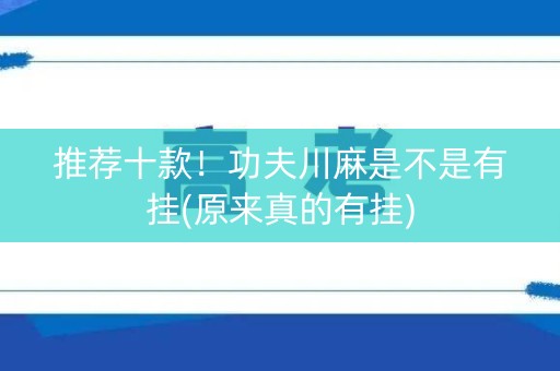 推荐十款！功夫川麻是不是有挂(原来真的有挂)