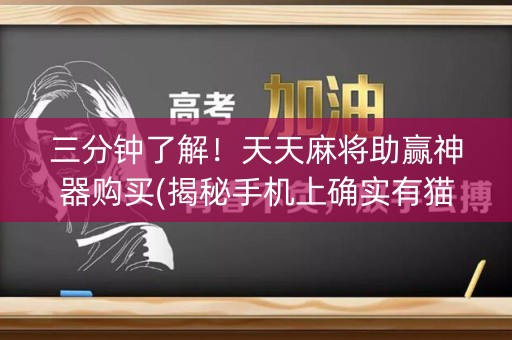 三分钟了解！天天麻将助赢神器购买(揭秘手机上确实有猫腻)