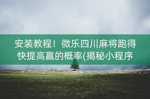 安装教程！微乐四川麻将跑得快提高赢的概率(揭秘小程序规律攻略)