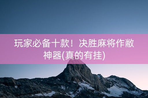 玩家必备十款！决胜麻将作敝神器(真的有挂)