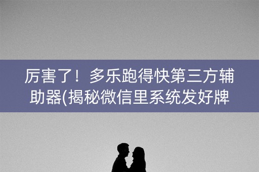 厉害了！多乐跑得快第三方辅助器(揭秘微信里系统发好牌)
