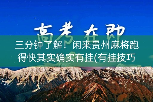 三分钟了解！闲来贵州麻将跑得快其实确实有挂(有挂技巧辅助器)