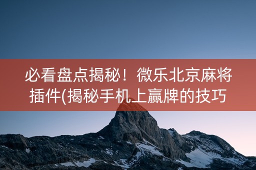 必看盘点揭秘！微乐北京麻将插件(揭秘手机上赢牌的技巧)