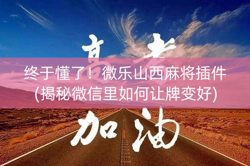 终于懂了！微乐山西麻将插件(揭秘微信里如何让牌变好)
