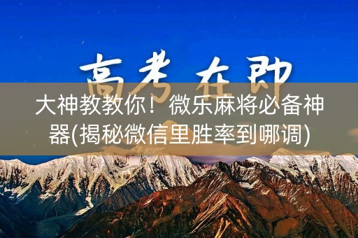 大神教教你！微乐麻将必备神器(揭秘微信里胜率到哪调)