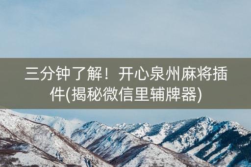 三分钟了解！开心泉州麻将插件(揭秘微信里辅牌器)