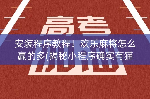 安装程序教程！欢乐麻将怎么赢的多(揭秘小程序确实有猫腻)
