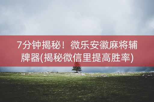 7分钟揭秘！微乐安徽麻将辅牌器(揭秘微信里提高胜率)