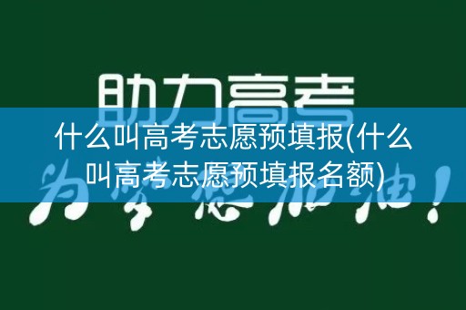 什么叫高考志愿预填报(什么叫高考志愿预填报名额)