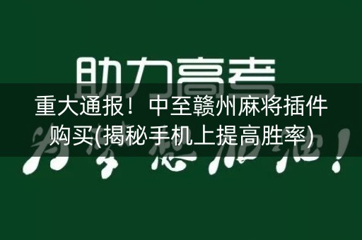 重大通报！中至赣州麻将插件购买(揭秘手机上提高胜率)