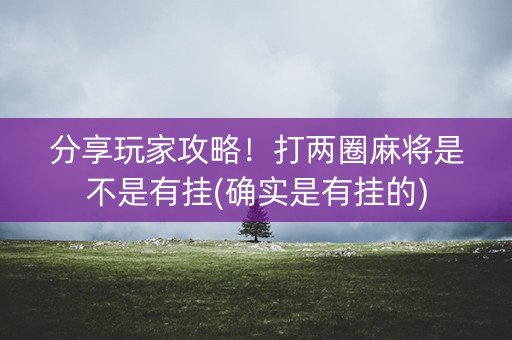 分享玩家攻略！打两圈麻将是不是有挂(确实是有挂的)