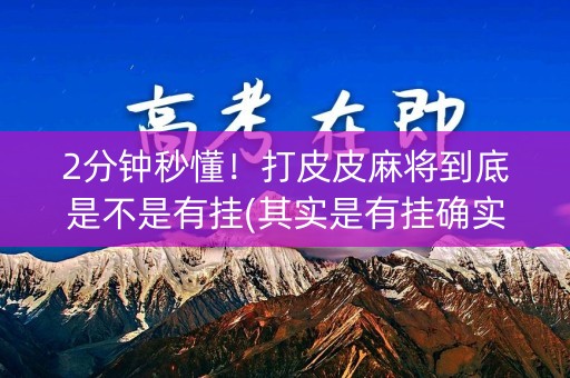 2分钟秒懂！打皮皮麻将到底是不是有挂(其实是有挂确实有挂)