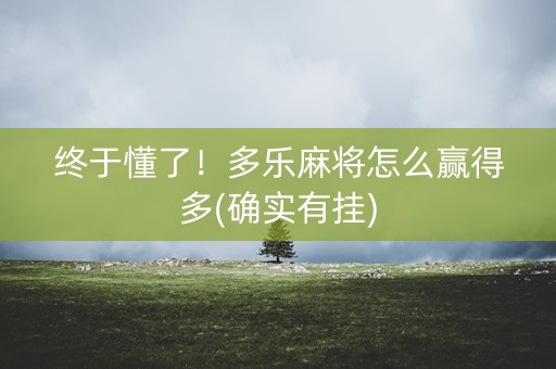 终于懂了！多乐麻将怎么赢得多(确实有挂)