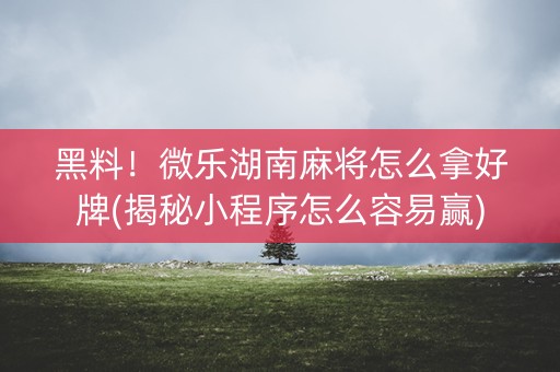 黑料！微乐湖南麻将怎么拿好牌(揭秘小程序怎么容易赢)