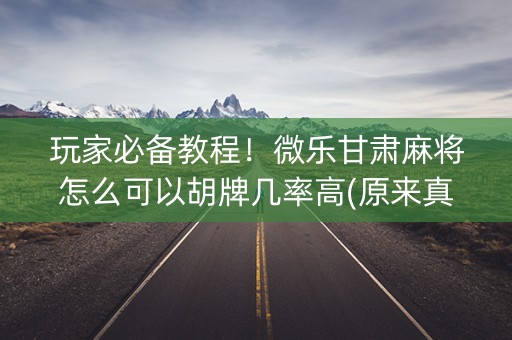 玩家必备教程！微乐甘肃麻将怎么可以胡牌几率高(原来真的有挂)