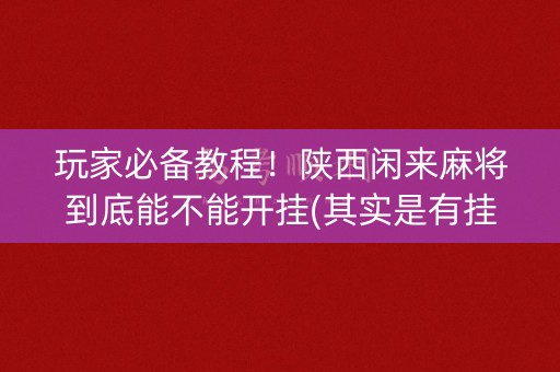 玩家必备教程！陕西闲来麻将到底能不能开挂(其实是有挂的)