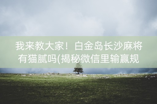 我来教大家！白金岛长沙麻将有猫腻吗(揭秘微信里输赢规律)