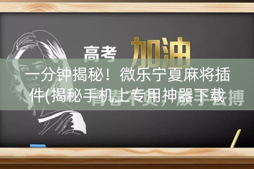 一分钟揭秘！微乐宁夏麻将插件(揭秘手机上专用神器下载)