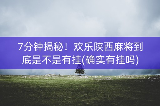 7分钟揭秘！欢乐陕西麻将到底是不是有挂(确实有挂吗)