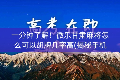 一分钟了解！微乐甘肃麻将怎么可以胡牌几率高(揭秘手机上提高赢的概率)