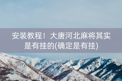 安装教程！大唐河北麻将其实是有挂的(确定是有挂)