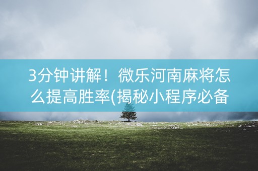 3分钟讲解！微乐河南麻将怎么提高胜率(揭秘小程序必备神器)