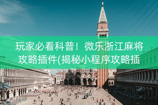 玩家必看科普！微乐浙江麻将攻略插件(揭秘小程序攻略插件)