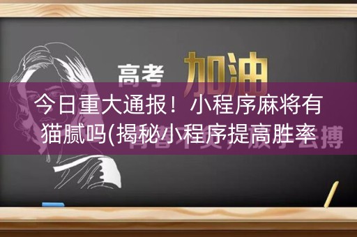 今日重大通报！小程序麻将有猫腻吗(揭秘小程序提高胜率)