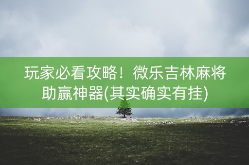 玩家必看攻略！微乐吉林麻将助赢神器(其实确实有挂)