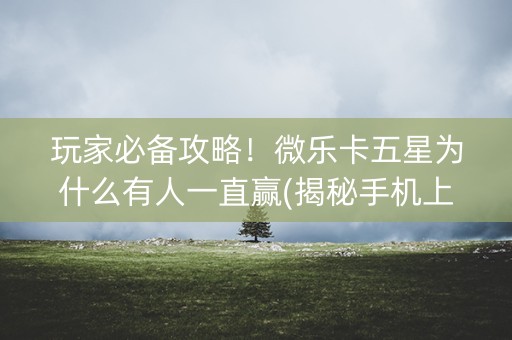 玩家必备攻略！微乐卡五星为什么有人一直赢(揭秘手机上专用神器)