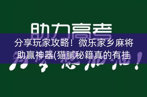 分享玩家攻略！微乐家乡麻将助赢神器(猫腻秘籍真的有挂)