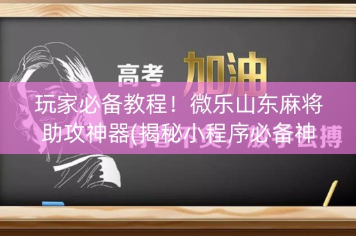 玩家必备教程！微乐山东麻将助攻神器(揭秘小程序必备神器)