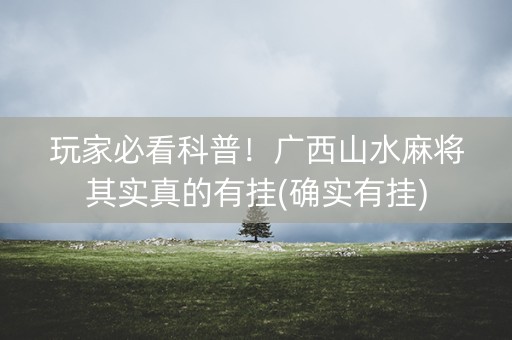 玩家必看科普！广西山水麻将其实真的有挂(确实有挂)