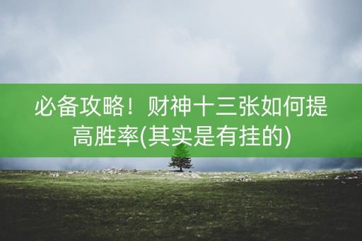 必备攻略！财神十三张如何提高胜率(其实是有挂的)