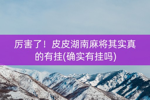 厉害了！皮皮湖南麻将其实真的有挂(确实有挂吗)