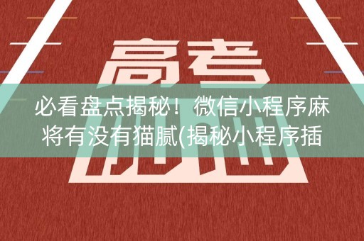 必看盘点揭秘！微信小程序麻将有没有猫腻(揭秘小程序插件下载)
