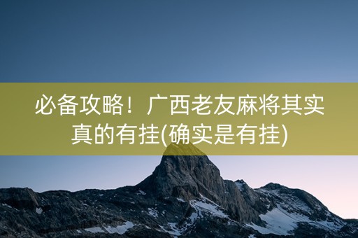 必备攻略！广西老友麻将其实真的有挂(确实是有挂)