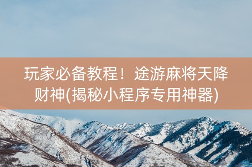 玩家必备教程！途游麻将天降财神(揭秘小程序专用神器)