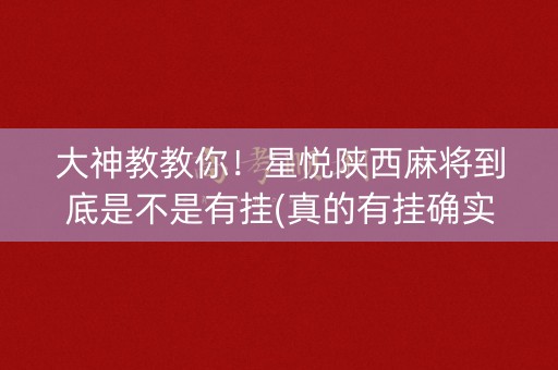 大神教教你！星悦陕西麻将到底是不是有挂(真的有挂确实有挂)