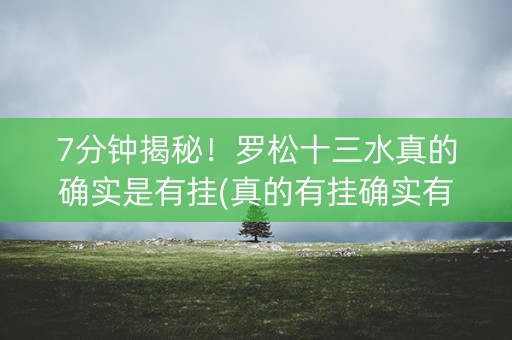 7分钟揭秘！罗松十三水真的确实是有挂(真的有挂确实有挂)