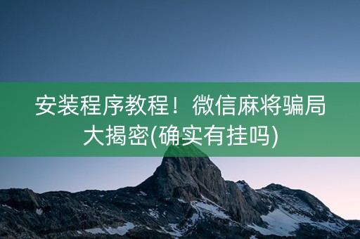 安装程序教程！微信麻将骗局大揭密(确实有挂吗)