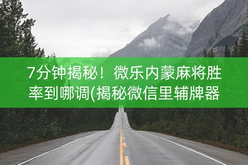 7分钟揭秘！微乐内蒙麻将胜率到哪调(揭秘微信里辅牌器)