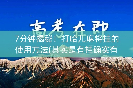 7分钟揭秘！打哈儿麻将挂的使用方法(其实是有挂确实有挂)