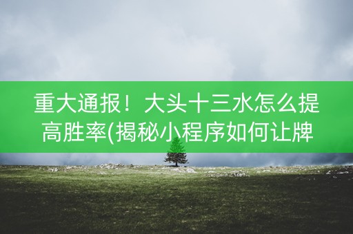 重大通报！大头十三水怎么提高胜率(揭秘小程序如何让牌变好)