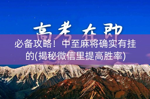 必备攻略！中至麻将确实有挂的(揭秘微信里提高胜率)