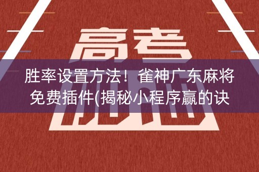 胜率设置方法！雀神广东麻将免费插件(揭秘小程序赢的诀窍)