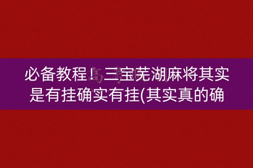 必备教程！三宝芜湖麻将其实是有挂确实有挂(其实真的确实有挂)